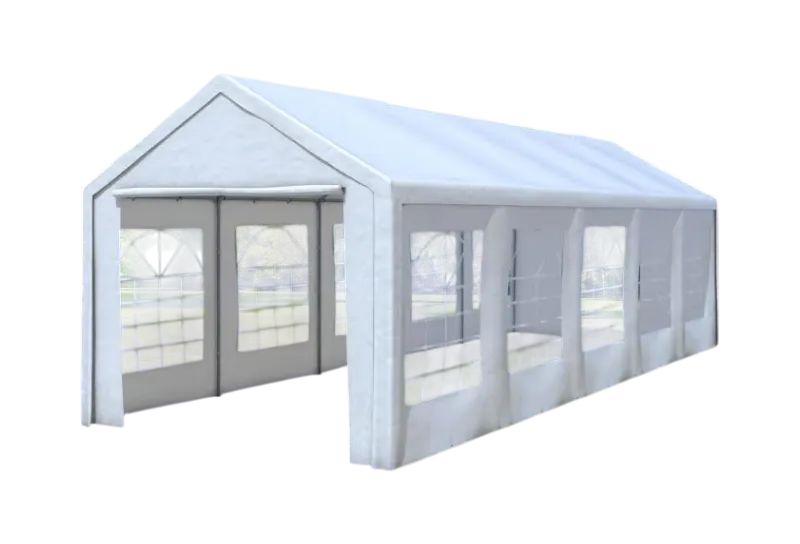 Pavillon 3×9 m Weiß – wasserdicht & stabil